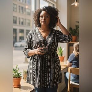 BloomChic Monochrome Zigzag Tunic